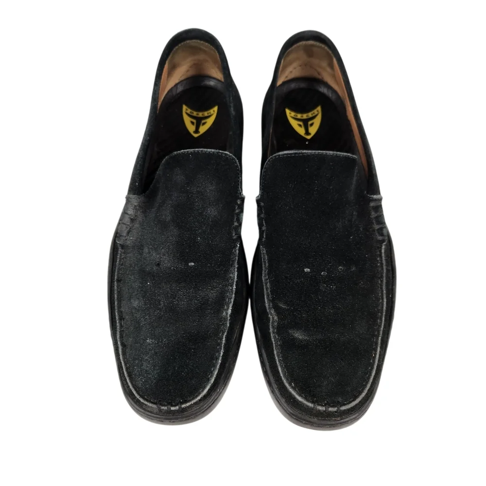 Michael Toshi Mach Black Suede Leather Driving Loafers Italian Mens Size 10